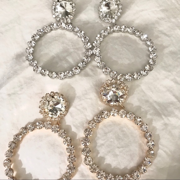 Earrings Dazzling Hoops Large Gem. Post. (Available in Silver) - Picture 2 of 8